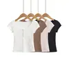 664-26 Camiseta Básica de Manga Corta Ajustada Estilo Coreano de Verano en Colores Macarrón