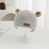 Gorro de tricô tridimensional de desenho animado com orelhinhas, gorro simples de tricô com barra dobrada, versátil estilo coreano para outono e inverno