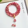 Pulsera Bodhi de Doble Círculo con Diseño de Flor de Arándano, Cuentas de Buda del Zodiaco, Accesorios de Loto, Pulsera Popular para los Doce Signos del Zodiaco, Mayoreo
