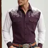 Camisa Vintage para Hombre Estampada en 3D Camisa de Manga Larga Moda Streetwear Camisa Clásica Nueva Camisa Vaquera Occidental