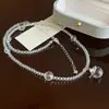 Colar de Prata de Lei S925 com Planeta Irregular de Vidro e Cristal Branco Design de Nicho Simples de Alta Qualidade Estilo Luxo Leve