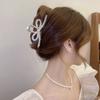 Principios de la primavera 2023 nuevo dulce elegante elegante Perla Pedrería grande recogido cabello espalda lazo clip
