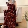 Pijamas de mujer para primavera y otoño, camisón de algodón y seda para primavera y verano, ropa de hogar de alta gama estilo Internet para mujer, vestido largo de playa