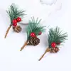 Caixa de presente de Natal estacas decorativas Simulação de Natal planta estacas de pinha polpa de frutas vermelhas Acessórios de decoração de Natal