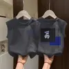 Chaleco de Algodón Puro Estilo Americano para Niños, Camiseta sin Mangas para Niños y Niñas, Nuevo Estilo de Verano, Chaleco Superior de Dibujos Animados de Moda para Niños Mayores
