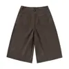 Yidao Vintage 2026 Verano Estilo Japonés Lavados Retro Casuales Pantalones Cortos Hombres Modernos Ajuste Holgado Versátiles Pierna Ancha Pantalones de Siete Cuartos