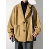 Abrigo de Lana de Bolsillo Grande para Hombre Invierno con Forro Polar Grueso Sensación Yuppies Guapo Moda Coreana Abrigo Corto de Piel de Cordero