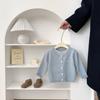 Cárdigan de punto falso de dos piezas para niña, nuevo estilo de primavera, estilo occidental, suéter informal para bebé, chaqueta de otoño para bebé, combinable