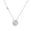 Colar S925 feminino de prata esterlina com diamantes e quatro folhas de flores, estilo Mori, com design de duas peças, corrente de clavícula