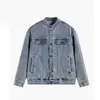 Chaqueta de Mezclilla Lavada Estilo Retro Americano con Cuello Alto para Hombres y Mujeres Temporada de Primavera y Otoño Marca de Tendencia Holgada Versátil Ropa de Trabajo Chaqueta Estilo Motociclista