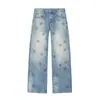 Primavera 2026 Ropa Nueva para Mujer Estilo Europeo y Americano Casual Holgado Jeans con Strass de Cinco Estrellas por Toda la Tela 4730012