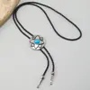 Venda Quente Transfronteiriça Estilo Boêmio Pingente de Flor Turquesa Fivela de Gravata Borboleta Polo Colar Ajustável Gravata