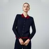 Cárdigan de Punto Bloque de Color Falso Dos Piezas Estilo Perezoso para Mujer, Nuevo Modelo Primavera Temprana 2026, Top de Lana Casual Versátil Petite