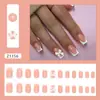 Parches para Manicura Blancos Elegantes Estilo Francés con Lazo Dulce y Sencillo Estilo Europeo y Americano Uñas Portátiles Extraíbles 24 Piezas