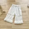 Conjunto de Verano Elegante para Niñas Coreanas Nuevo Conjunto de Dos Piezas Blusa Floral con Volantes en el Borde Pantalones de Algodón Lavado