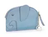 Bolsa para Monedas de Piel de Vaca de Primera Capa para Mujer, Bolso Mini Corto, Llavero de Elefante Japonés Lindo, Ultra Delgado, Bolsa para Monedas, Piel Genuina
