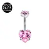 E-Commerce Transfronterizo Nuevo Modelo G23 Anillo para Ombligo de Circonita con Forma de Corazón Redondo F136 Anillo para Ombligo de Titanio Stud para Ombligo