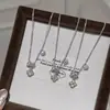Collar de Plata de Ley S925 Trébol de Cuatro Hojas Retro Francés para Mujer, Cadena de Clavícula Vintage de Lujo Ligero Super Brillante