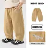 Calça Casual Scimitar de Algodão Puro para Meninos Europeus 2026 Outono Novo Estilo Roupas Infantis Médias e Grandes Estilo Primavera e Outono para Bebês