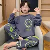Pijama Duas Peças Manga Longa Cartoon para Adolescentes 2026 Novo Estilo Fino Conjunto de Roupa de Casa para Meninos para Crianças Maiores