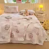 Novo Conjunto de Roupa de Cama Fronhas Conjunto de Três Peças Lã de Leite Mais Veludo Espessado Quente de Inverno Lavável à Máquina Lençol Estampado Peça Única