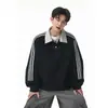 Sudadera Casual de Rayas Bloque de Color Retro Americano para Hombre Nueva Otoño/Invierno 2026 Top de Algodón Chino de 400G para Adolescentes