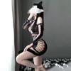 Lingerie sexy comércio exterior sexy oco peito aberto uniforme casa charmoso pequeno gato selvagem malha saia terno