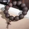 Pulsera de Cuentas de Madera Original Ecológica de Sándalo Morado Natural, Pulsera de Sándalo Negro sin Pintar ni Encerar para Hombres y Mujeres