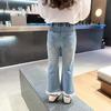 Calças jeans femininas primavera e outono, estilo ocidental, infantil, distintas, da moda, estilo coreano, renda, morango, calças largas da moda