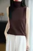 Camiseta básica de punto versátil de suministro directo para otoño e invierno al por mayor, chaleco sin mangas con cuello alto apilado, disponible en estilo coreano, blanco