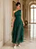 2026 Europeo y Americano transfronterizo Amazon nuevo comercio exterior elegante vestido con volantes color liso vestido de noche