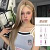 Kony [Modelo Asiático] Peluca de Encaje Frontal para Mujer de Cabeza Completa con Mechas Doradas Marrones Americanas y Gradiente con Raya en Medio