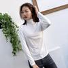 Camiseta Modal de Manga Comprida Transfronteiriça Feminina 2023 Primavera e Outono Nova Camiseta Básica Feminina com Gola Média Alta e Ajuste Slim plus size