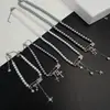 Pulsera Brazalete Collar con Broche Cruzado de Zirconia Incrustada con Perlas Estilo Dulce, Cadena de Cuello Única Versátil de Alta Gama, Exquisita