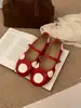 Zapatos Mary Jane retro Chuyuji juguetones con bloques de color de lunares, punta redonda, con una sola tira, bailarinas rojas