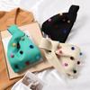 Nova Bolsa de Mão DIY Colorida com Bolas Fofas Bolsa Saco Bolsa Tote de Tricô Bolsa Transversal com Bolas Coloridas Bolsa de Ombro Bolsa