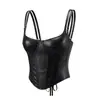 Corset de moda de cor sólida estilo europeu e americano, regata de malha com alças duplas para afinar a cintura com bojos, adequado para usar por cima