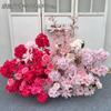 Orden de boda banquete de bodas flor artificial rosa roja floral decoración de boda tarjeta de bienvenida tablero KT flor falsa de boda flor de seda flor decorativa