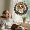 Cachorro Anjo Pingente de Vidro Colorido Ornamento de Vidro para Casa Decoração de Janela Jardim Pegador de Sol