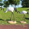 Simulação de guindaste ao ar livre, escultura, jardim, paisagem, jardim, jardim de pedras, piscina, decorações de pátio, guindaste branco, ornamentos de guindaste de coroa vermelha