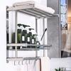 Porta-Toalhas de Banheiro, Porta-Toalhas de Vaso Sanitário, Barra de Toalhas de Aço Inoxidável Sem Furos, Rack para Guardar Toalhas de Banho, Rack de Armazenamento para Banheiro