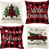 Funda de almohada navideña más vendida transfronteriza con estampado festivo de Papá Noel, funda de almohada para decoración del hogar, venta al por mayor directa del fabricante