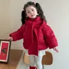 Suéter Infantil 2025 Invierno Nuevo Estilo Niñas Engrosado Rojo Festivo Atuendo de Año Nuevo Suéter de Punto Moderno