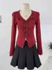Suéter de Punto con Cuello en V, Mangas Largas y Volantes en Forma de Lazo para Mujer, Diseño de Otoño, Ajuste Delgado, Parte Inferior Dividida, Camisa Top