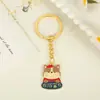 Trae Riqueza y Tesoro Gatito Gota de Aceite Llavero de Metal Llavero de Pareja de Dibujos Animados Colgante Creativo Exquisito para Bolsa Colgante