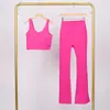 Conjunto de Chaleco Lulu U y Pantalones Acampanados, Ajustado con Cuello Alto, Cremallera Dorada Elástica, Conjunto para Fitness Yoga