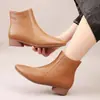 Botines Cortos Nuevos Otoño e Invierno 2026 para Mujer, Zapatos Planos de Piel, Botines de Piel Suave con Punta Fina para Otoño e Invierno, Zapatos Suaves de Piel con Suela Blanda para Madres