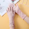 Novas Luvas de Proteção Solar de Verão Femininas Finas Elásticas de Renda Tela Sensível ao Toque Antiderrapantes Respiráveis Luvas de Proteção UV para Dirigir