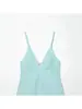 Vestido Corto Popular de Tirantes Finos Estilo Transfronterizo de Aliexpress de la Marca Z Top Hem de Moda para Mujer Europea y Americana Azul Lago Otro Za