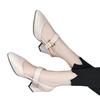 Sandalias de Tacón Grueso y Alto, Sandalias Cómodas con Puntera Cerrada, Zapatos Nuevos Primavera-Verano 2025 de Tacón Medio y Punta Fina, Zapatos con Hebilla de Una Sola Tira